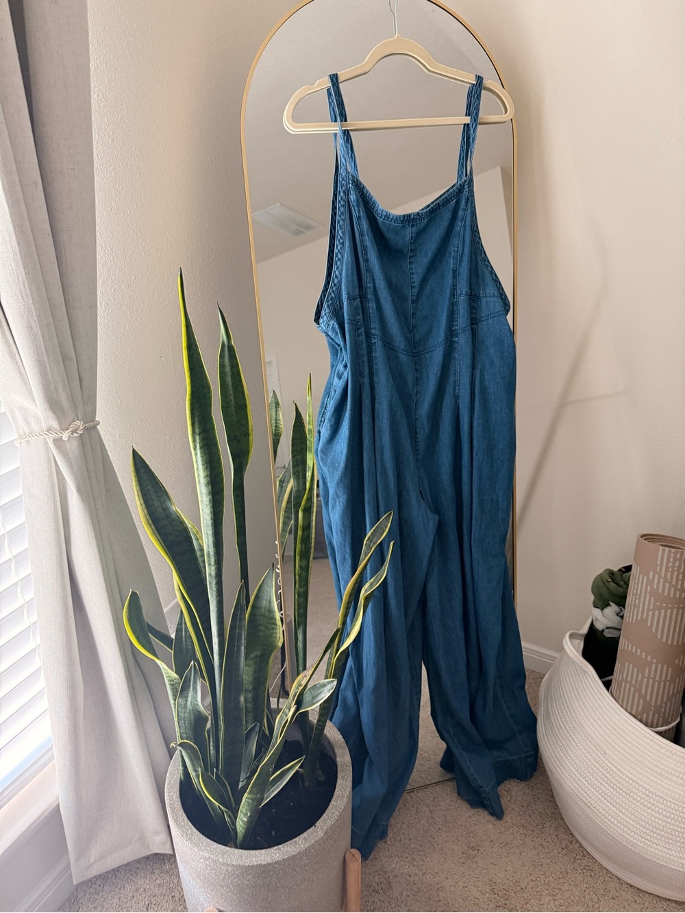 aerie Blue Denim Relaxed-Fit Jumpsuit